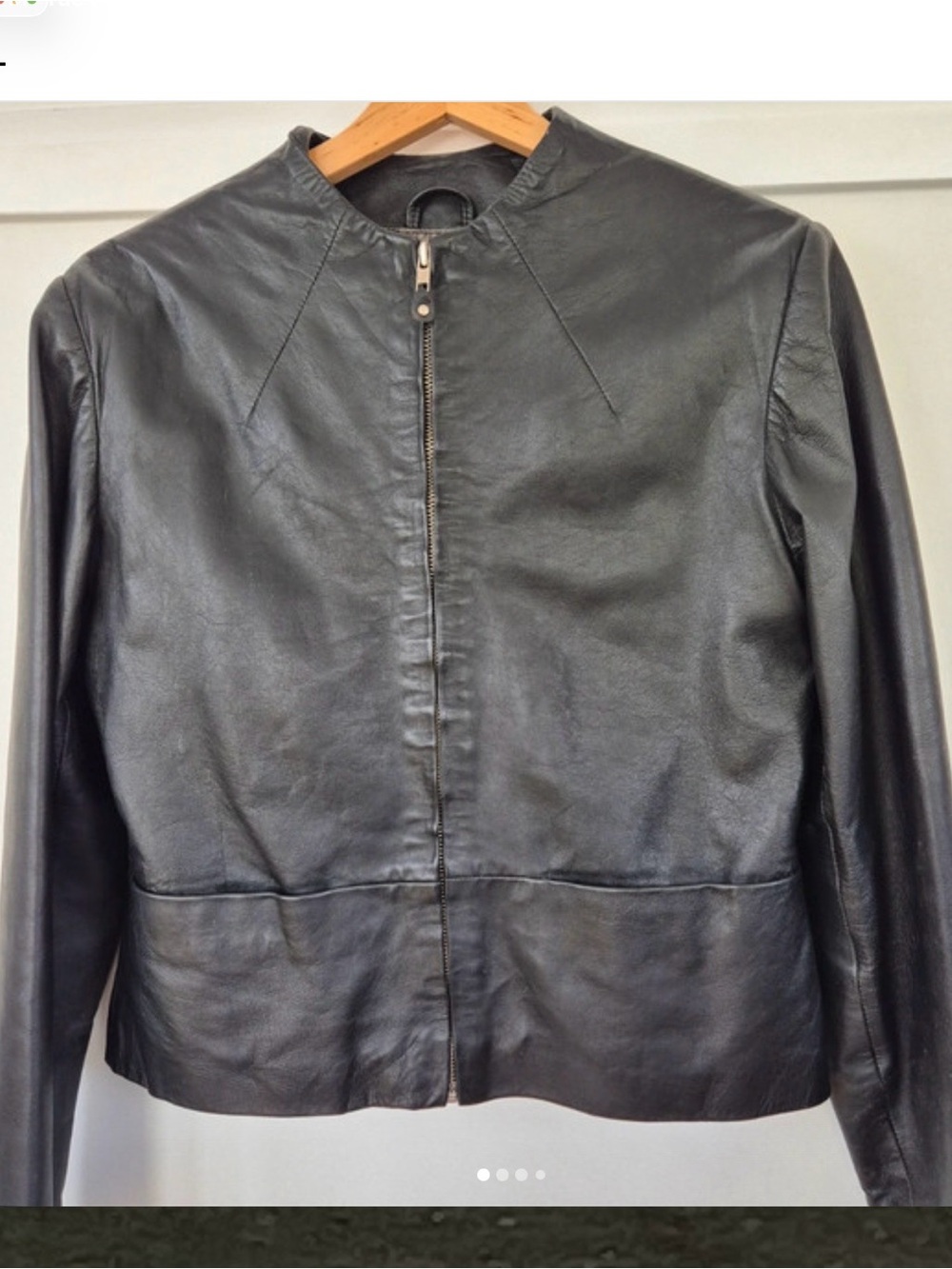 Women's Black Leather Zip-Front Jacket vintage